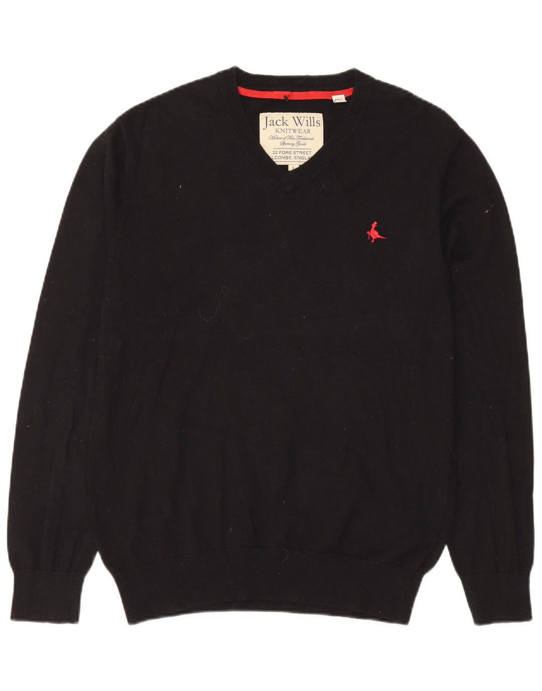 Jack Wills Pull col V pour homme en coton noir Taille L