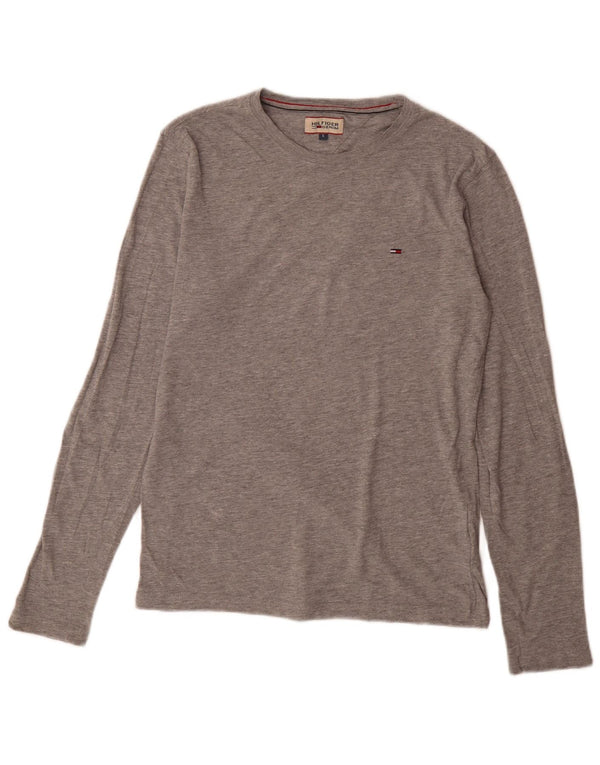 Tommy Hilfiger Mens Top Long Sleeve Small Grey Flecked Cotton