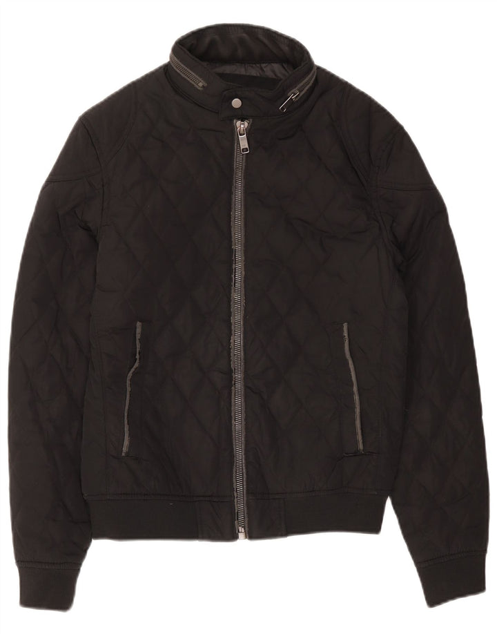 Zara Veste matelassée à capuche pour homme UK 36 Small Noir Polyester