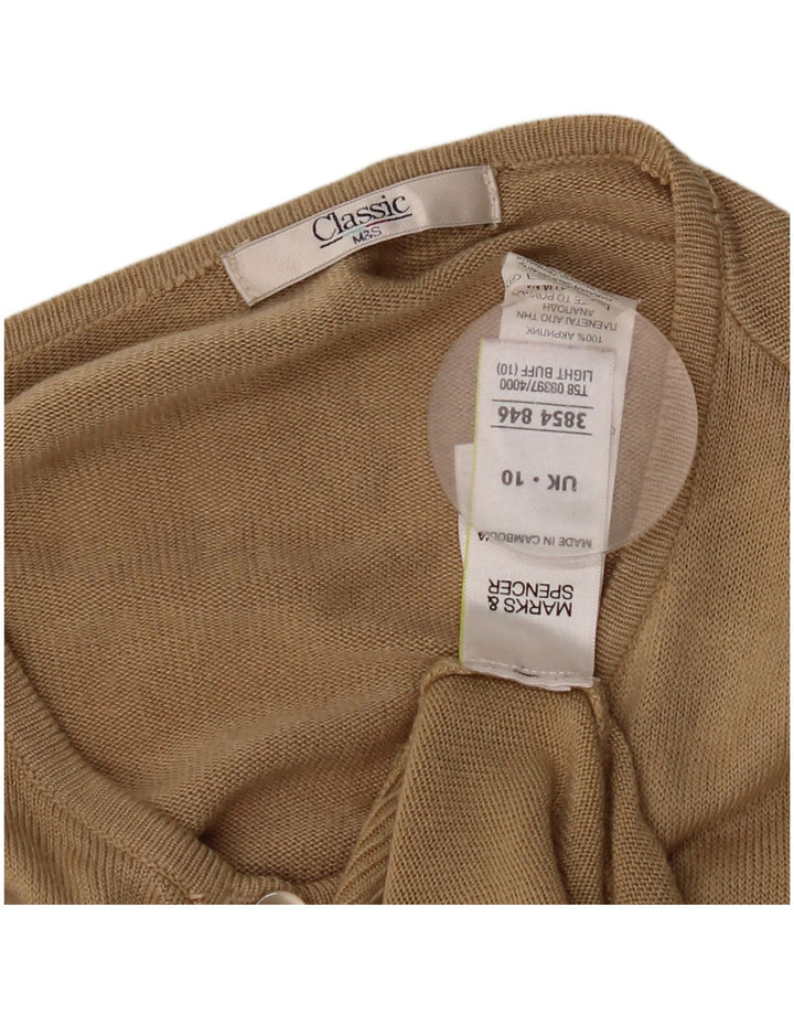 Marks & Spencer Pull Cardigan pour Femme UK 10 Petit Acrylique Beige