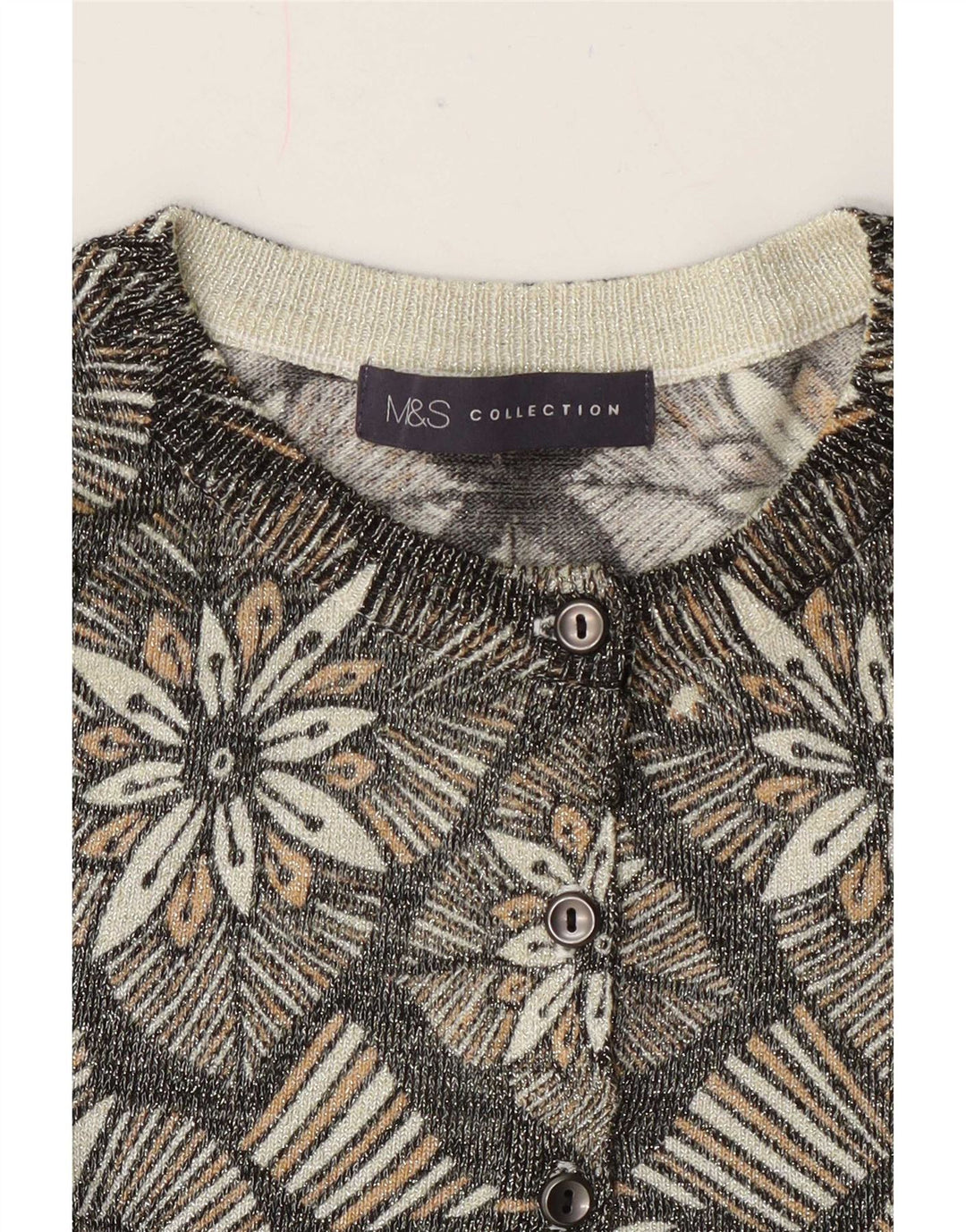 Marks & Spencer Pull Cardigan pour Femme UK 14 Gris Moyen Floral Classique