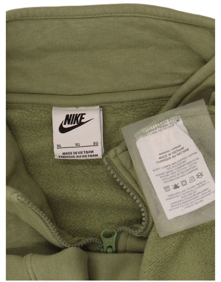 Nike Hommes Zip Neck Sweatshirt Jumper XL Vert Coton