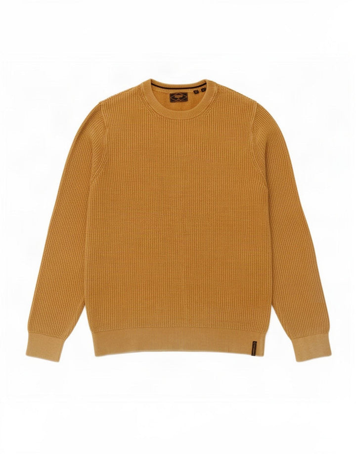 Superdry Pull ras du cou pour homme en coton jaune petit