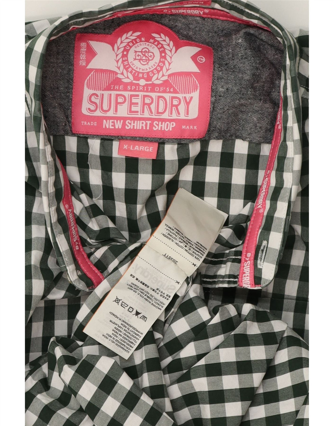 SUPERDRY Chemise Homme XL Vert Vichy Coton