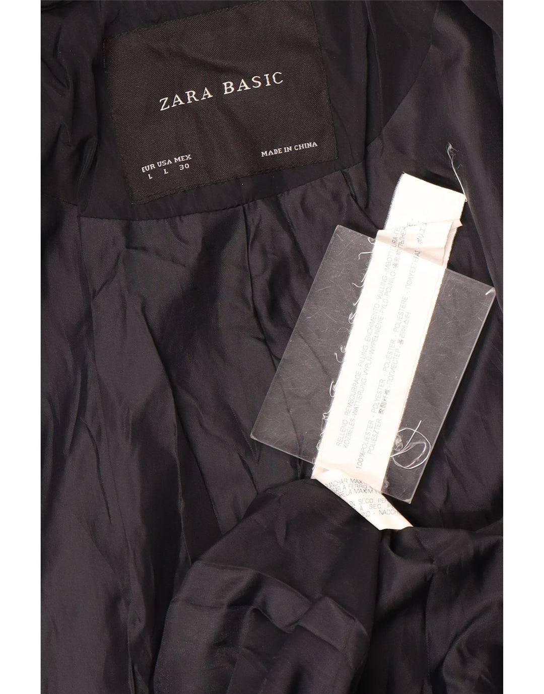 Zara Veste Militaire Femme UK 14 Large Bleu Marine Polyester