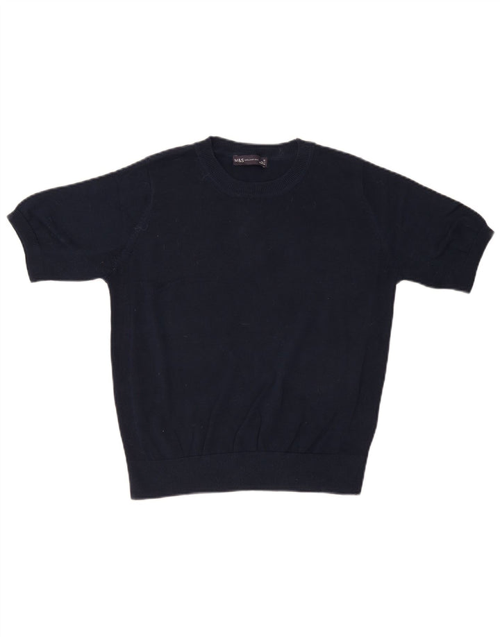 Marks & Spencer Pull à col rond pour femme UK 12 Bleu marine moyen