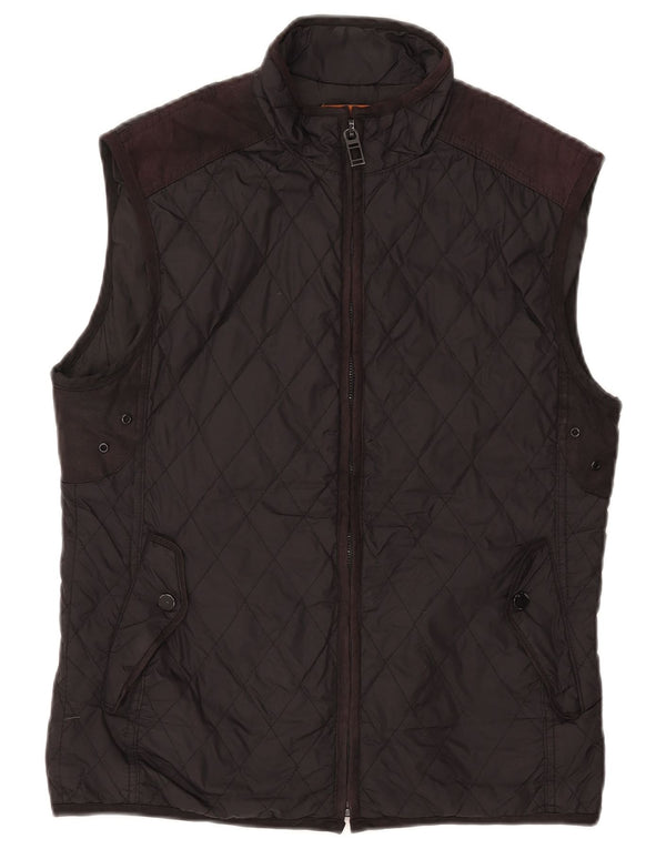 ZARA Gilet matelassé pour homme UK 40 Large Noir Nylon