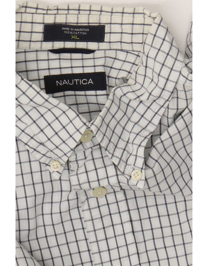 Nautica Chemise Homme XL Blanc Carreaux Coton