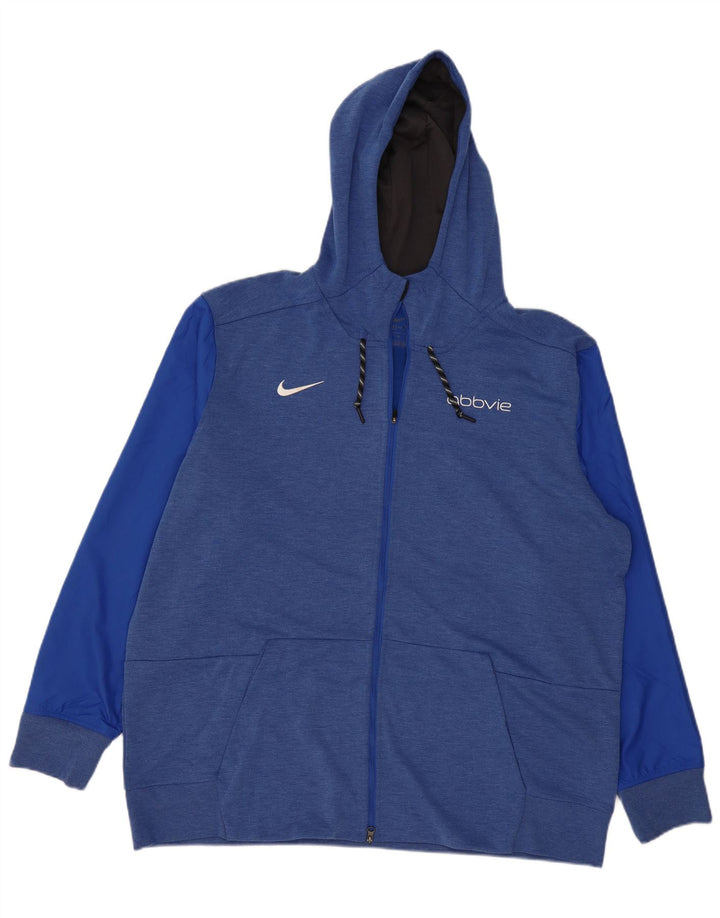 Nike Pull à capuche zippé pour homme 2XL Bleu Colorblock Polyester