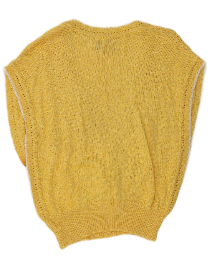 MACHO Womens Vest Tank Top EU 38 Medium Yellow Cotton