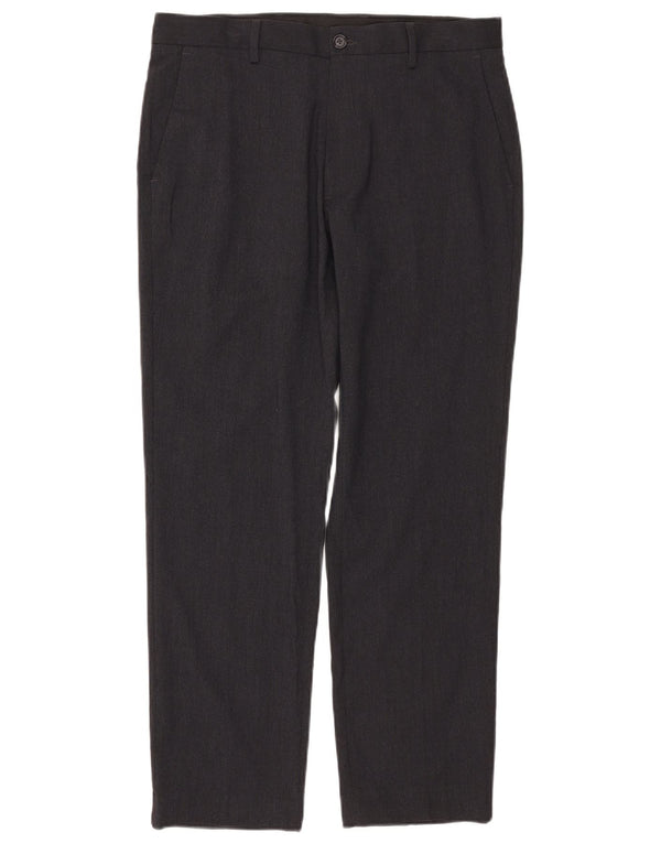 Marks & Spencer Mens Tailored Straight Suit Trousers W34 L29 Grey Polyester