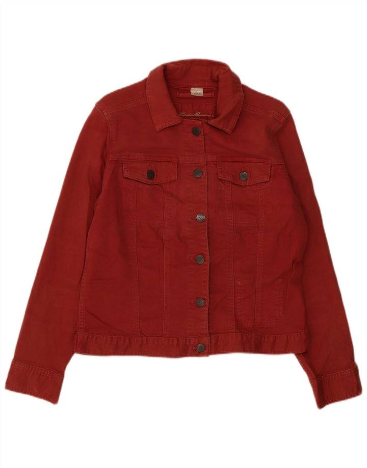 EDDIE BAUER Veste en jean pour femme UK 16 Grand coton rouge
