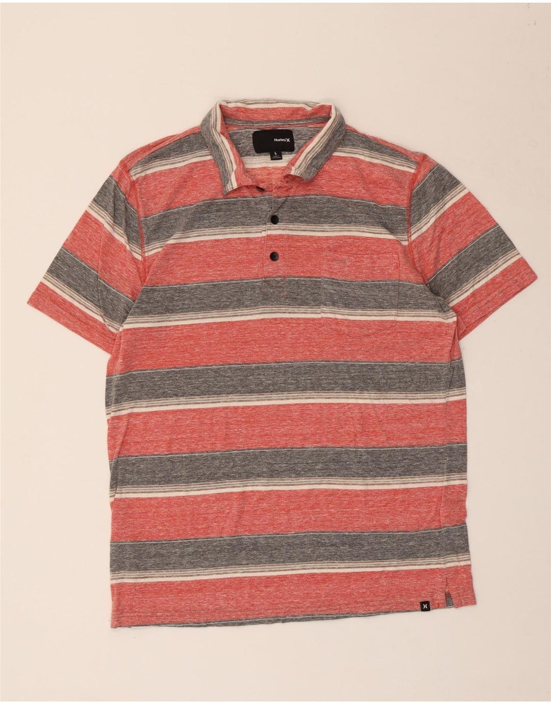 Hurley Polo Homme Large Rose Rayé Polyester
