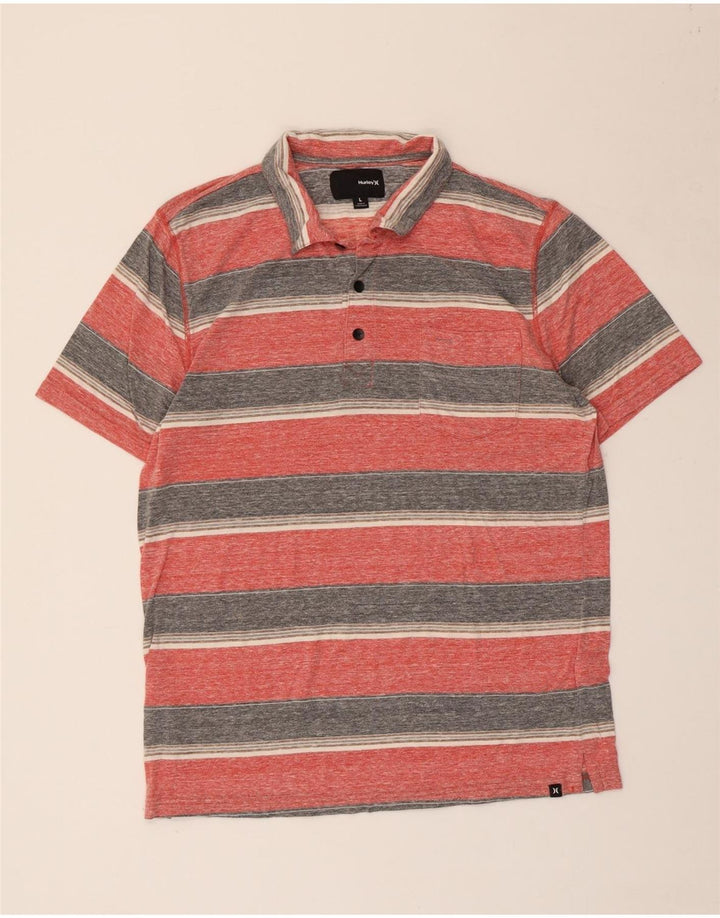 Hurley Polo Homme Large Rose Rayé Polyester
