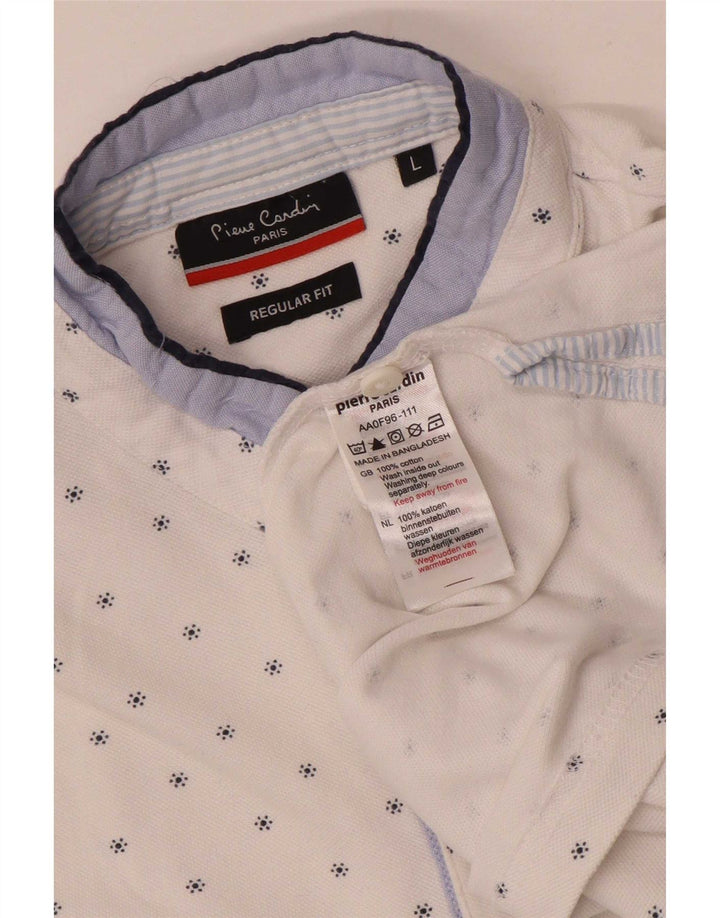 Pierre Cardin Polo à motif abstrait pour homme, grand coton blanc