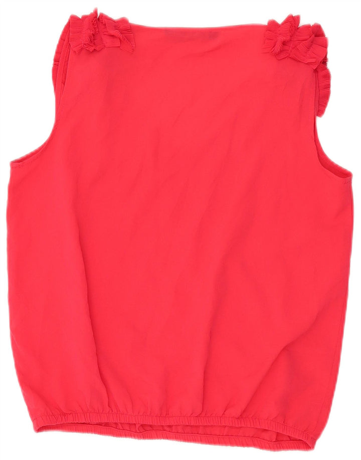 Zara Chemisier sans manches à volants sur le devant pour femme Rouge moyen UK 14