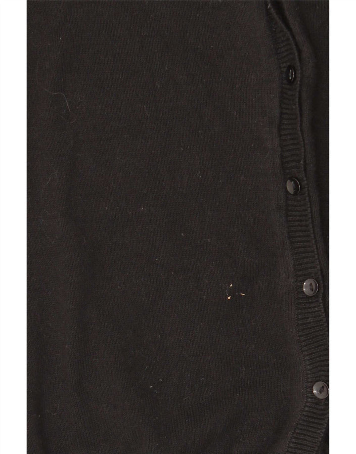 Zara Femme Cardigan Pull UK 12 Moyen Noir Coton