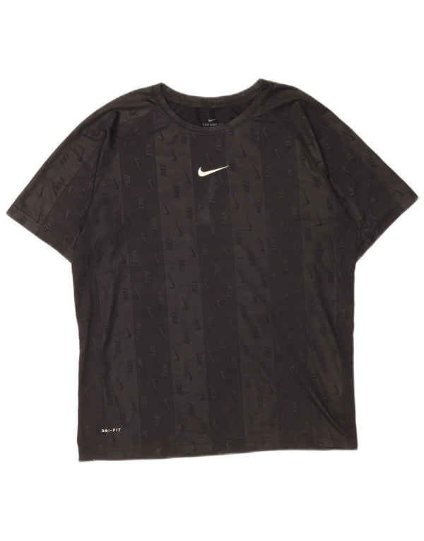 Nike Garçons Dri Fit Graphic T-Shirt Top 13-14 ans XL Noir Rayé