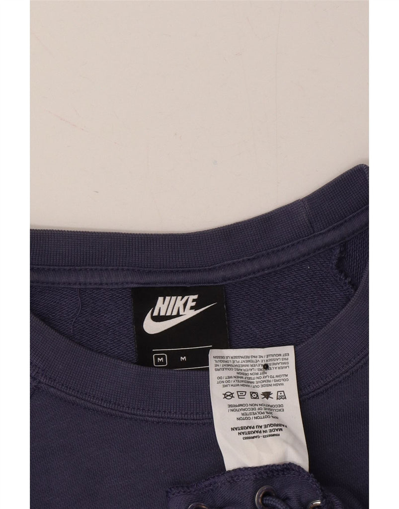 NIKE Womens Oversized Sweatshirt Jumper UK 14 Medium Navy Blue Cotton Vintage Nike and Second-Hand Nike from Messina Hembry 