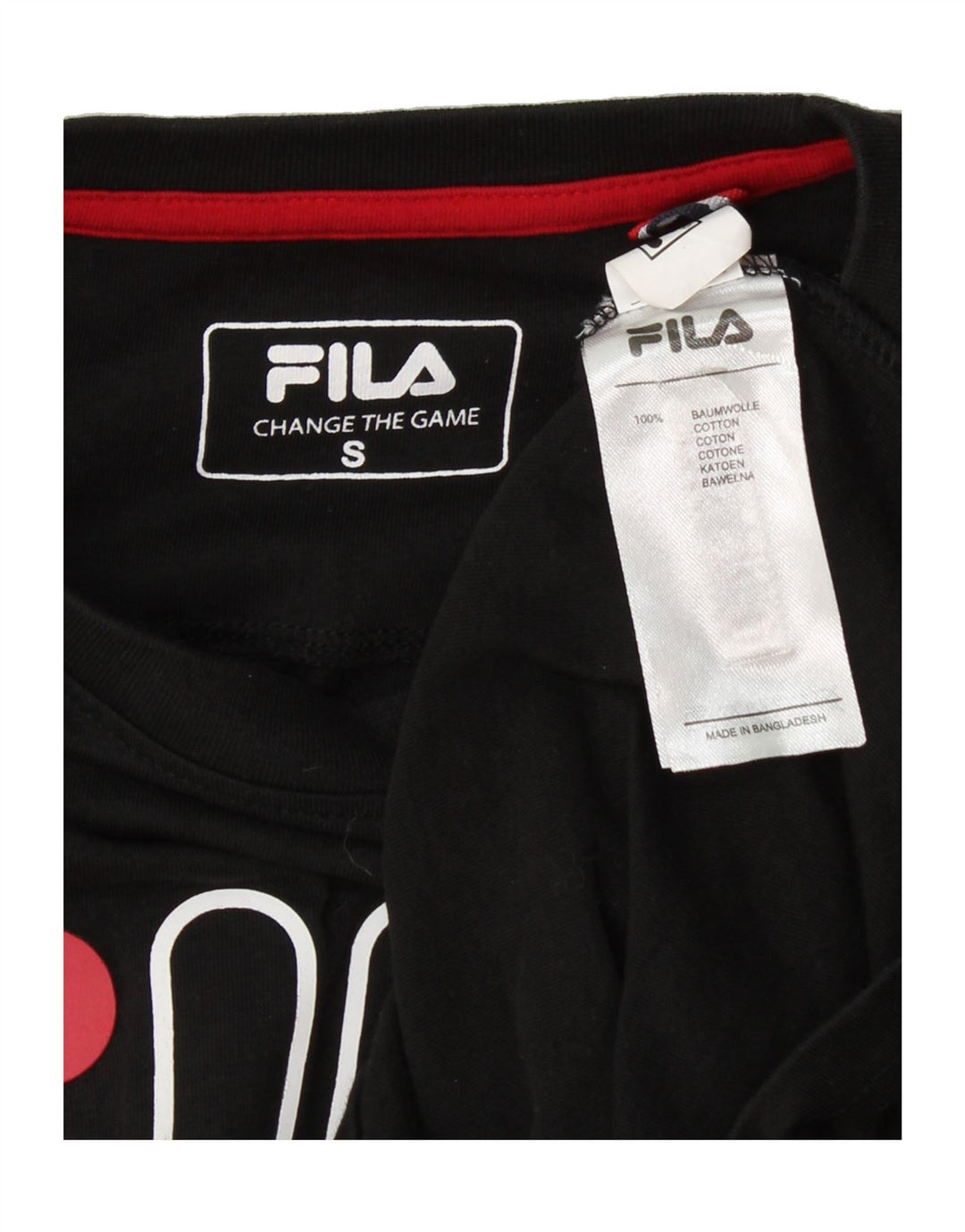 FILA Mens Graphic Top Long Sleeve Small Black Cotton Vintage Fila and Second-Hand Fila from Messina Hembry 