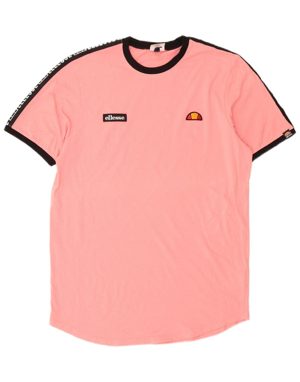 Ellesse T-shirt graphique pour homme 2XL en coton color block rose