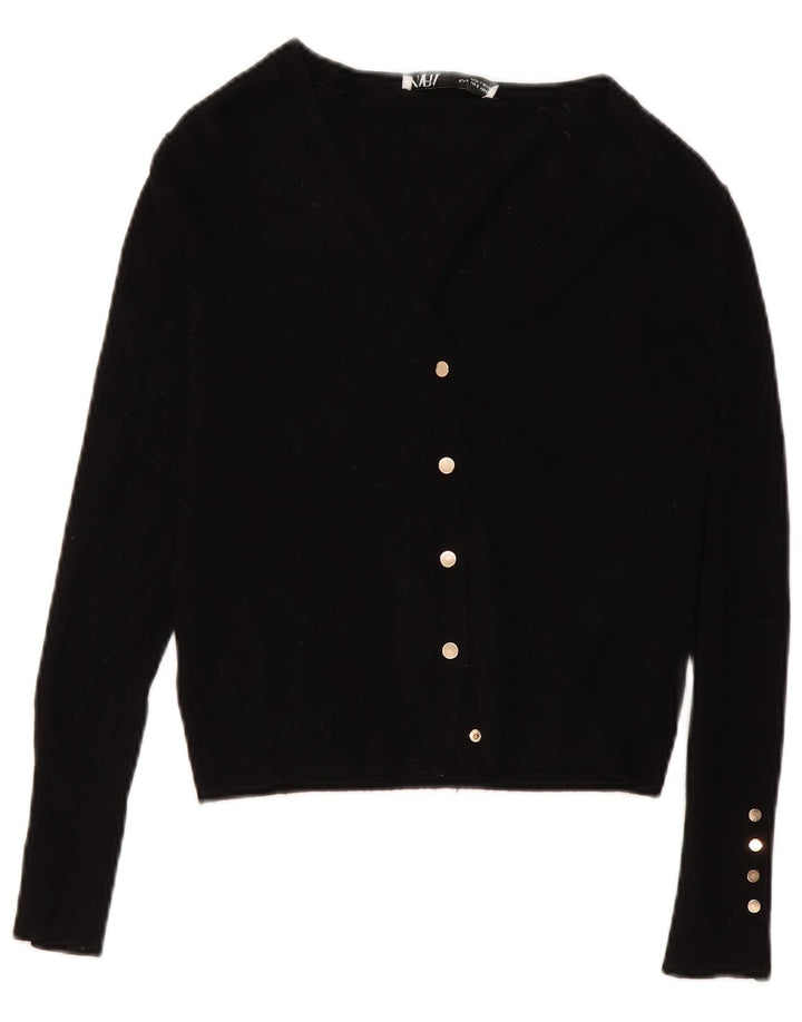 Zara Cardigan Femme Pull UK 10 Petit Viscose Noir
