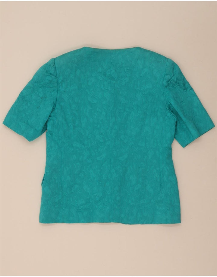 vintage Womens Abstract 4 Bouton 2 Pièces Jupe Ensemble UK 14 Moyen Turquoise