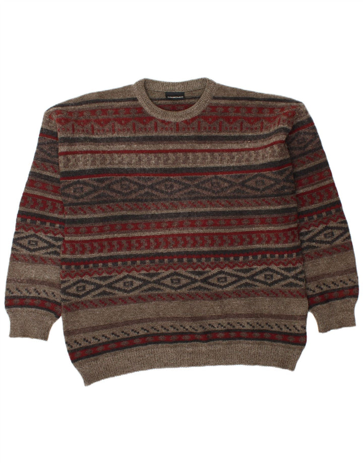 Giramondo Pull col rond pour homme en polyacrylique géométrique marron