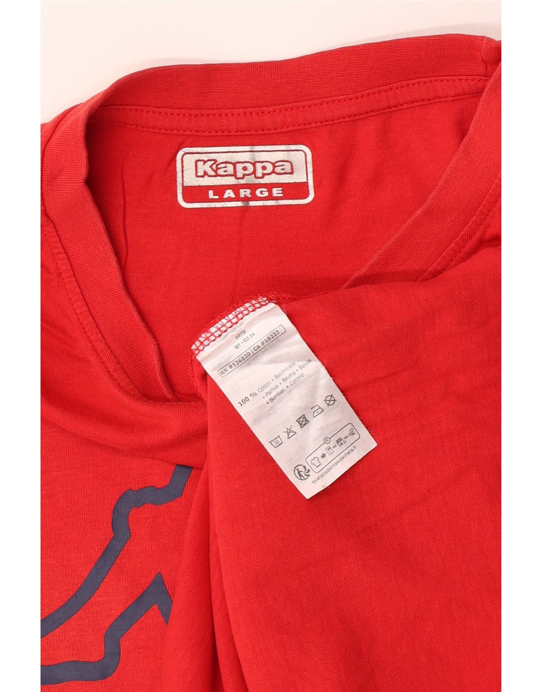 Kappa Mens Graphic T-Shirt Top Large Rouge Coton