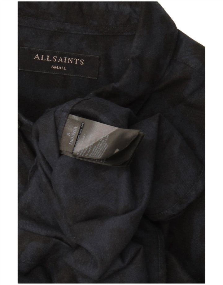 ALL SAINTS Chemise Homme Petit Bleu Marine Imprimé Animal Coton