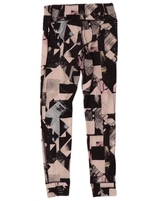 Reebok Leggings Femme UK 8/10 Petit Polyester Géométrique Multicolore