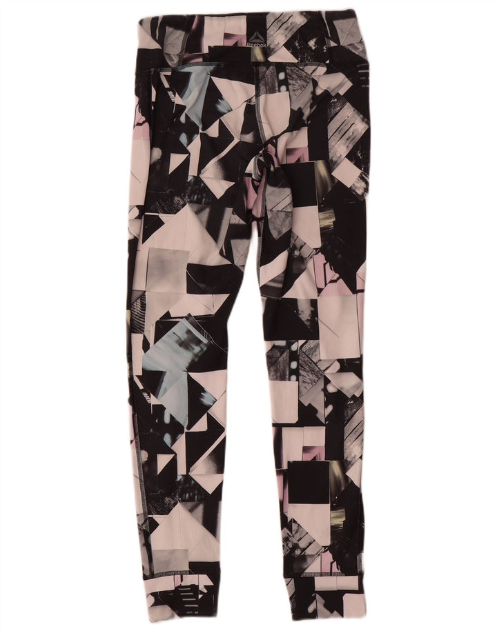 Reebok Leggings Femme UK 8/10 Petit Polyester Géométrique Multicolore