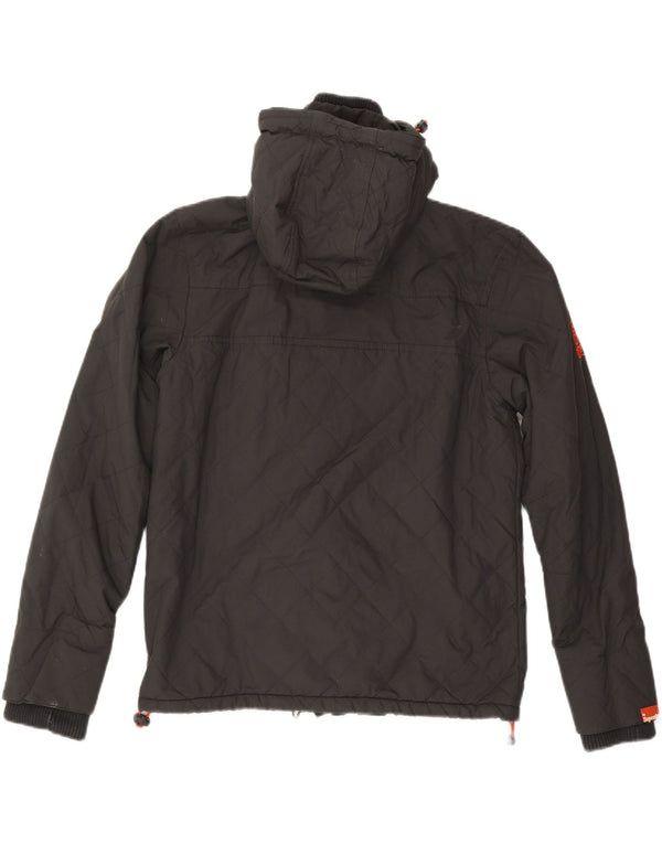 Superdry Veste coupe-vent à capuche pour homme UK 40 Large Gris Nylon