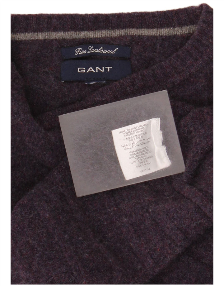 Gant Pull Col Rond Homme Violet Moyen Laine d'Agneau