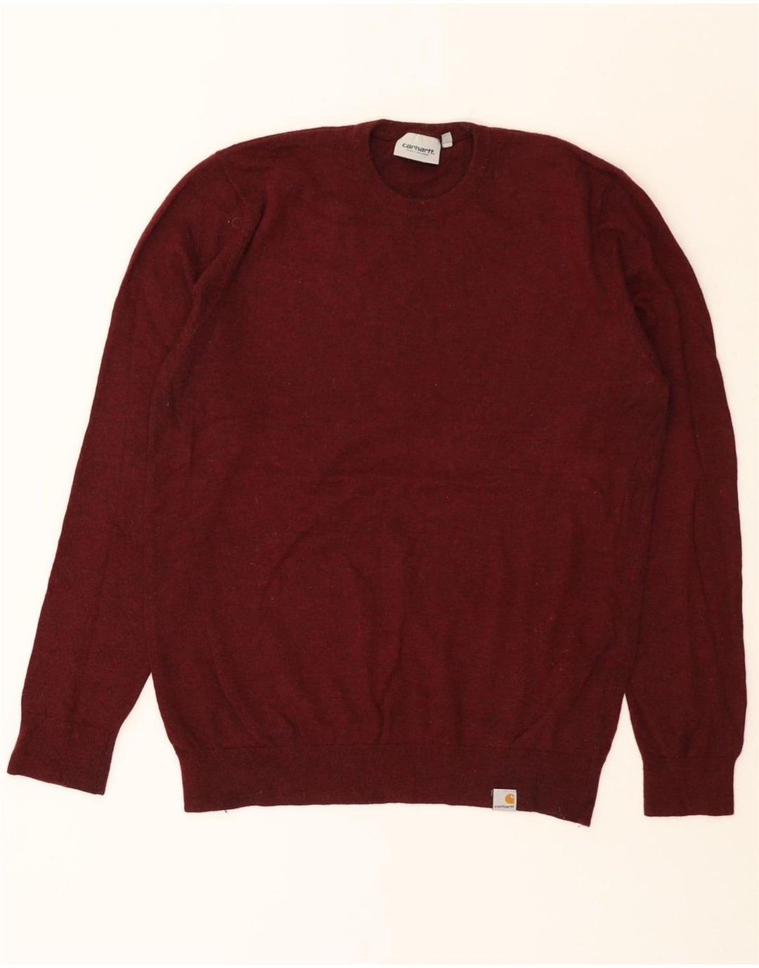 CARHARTT Pull à col rond pour homme en laine d'agneau bordeaux moyen