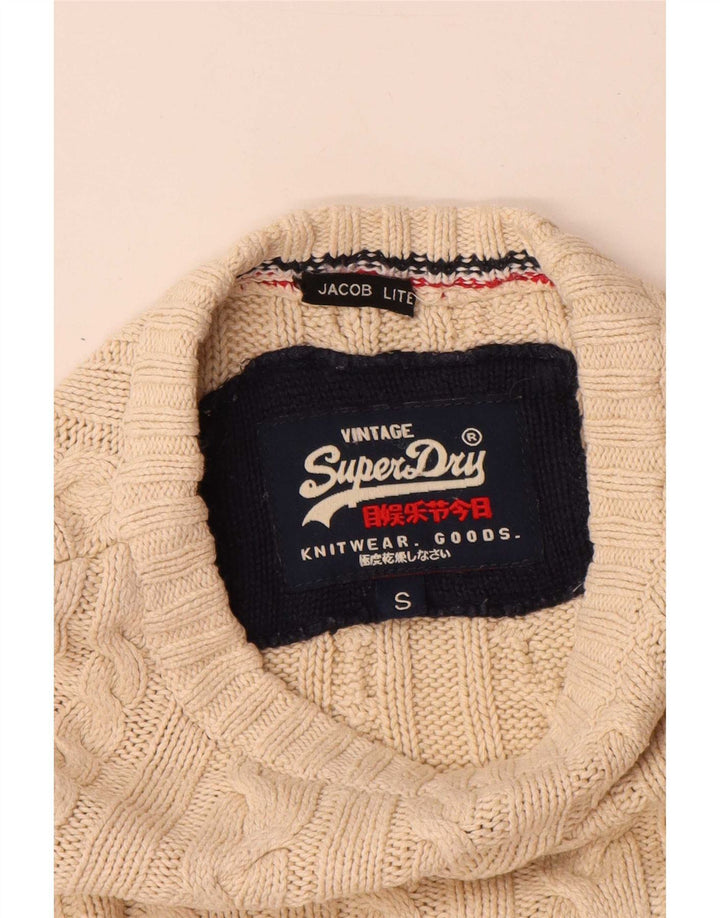 Superdry Pull à col rond pour homme Petit coton beige