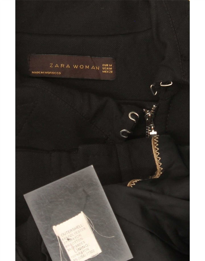 Zara Veste de motard pour femme UK 12 Medium Noir Polyester