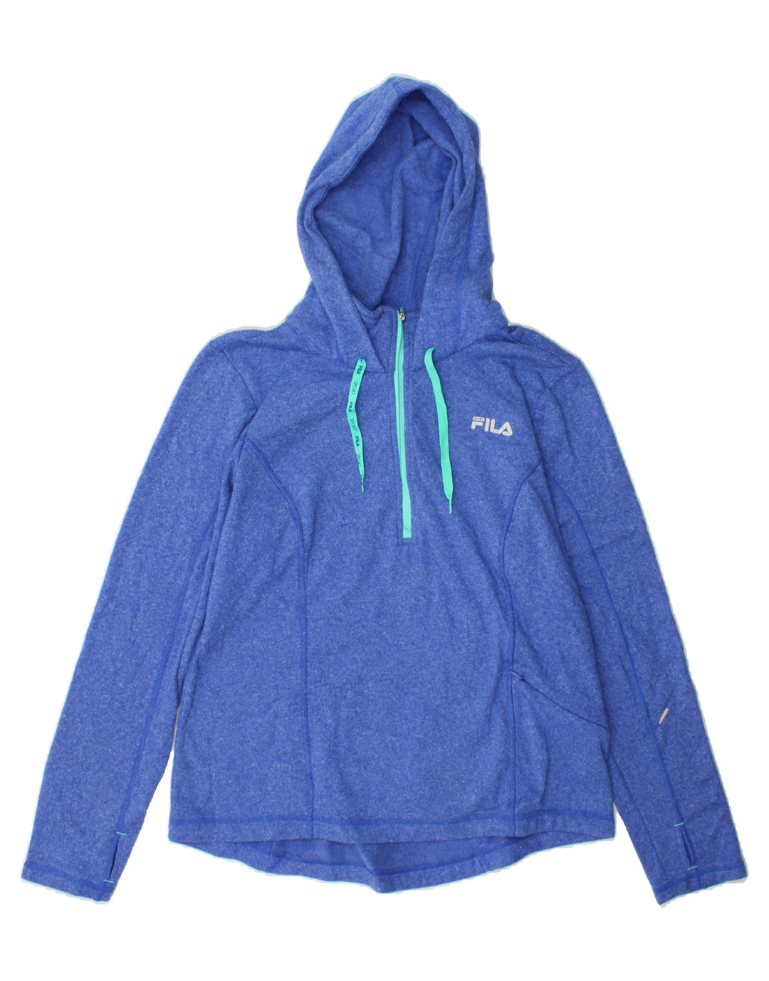 FILA Womens Zip Neck Hoodie Jumper UK 16 Large Blue Polyester Vintage Fila and Second-Hand Fila from Messina Hembry 