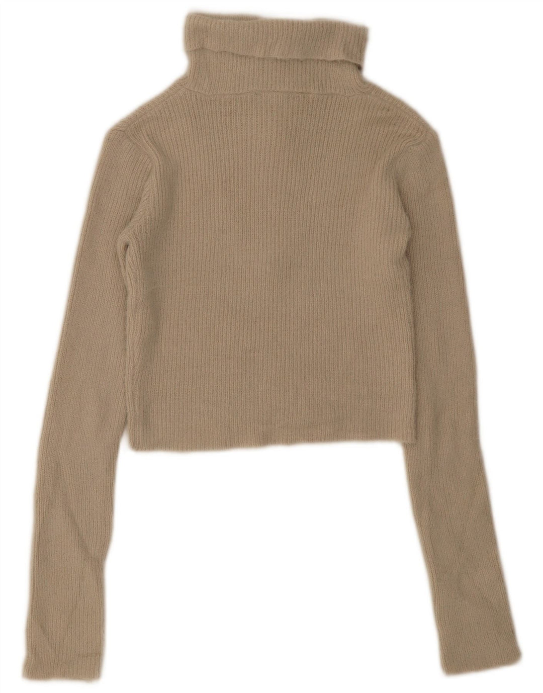 Zara Pull court à col zippé pour femme UK 12 Beige moyen
