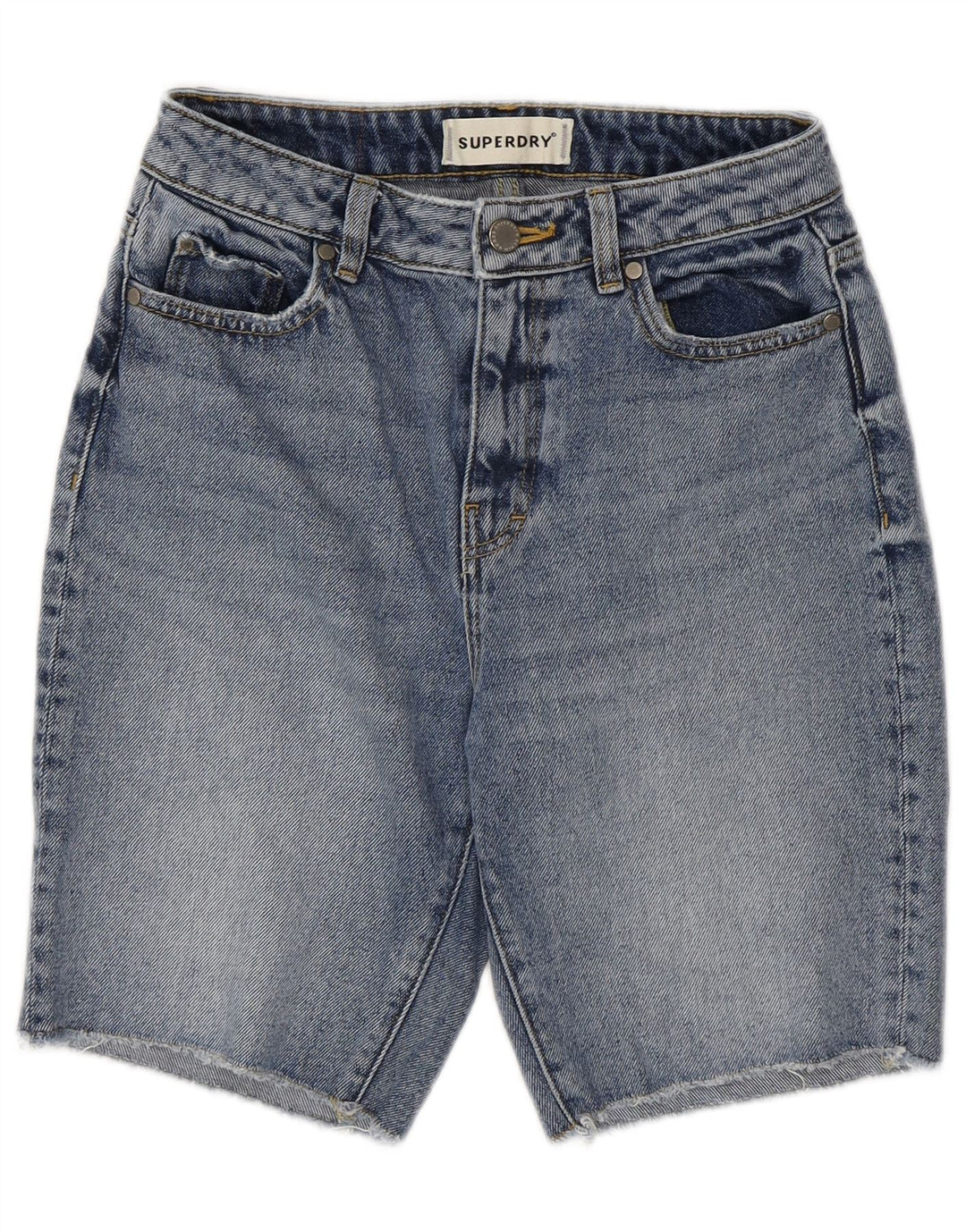 SUPERDRY Short en Jean Femme W26 Petit Bleu Coton