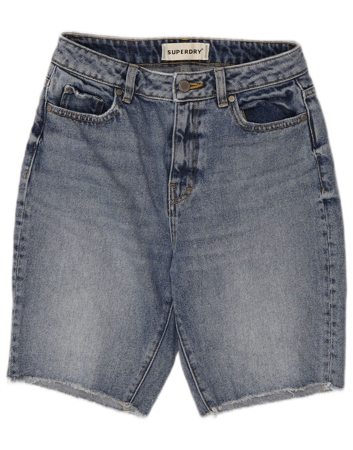 SUPERDRY Short en Jean Femme W26 Petit Bleu Coton