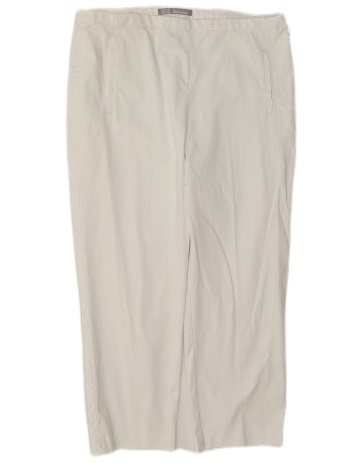 Marks & Spencer Pantalon Capri Femme UK 12 Medium W30 L21 Coton Blanc