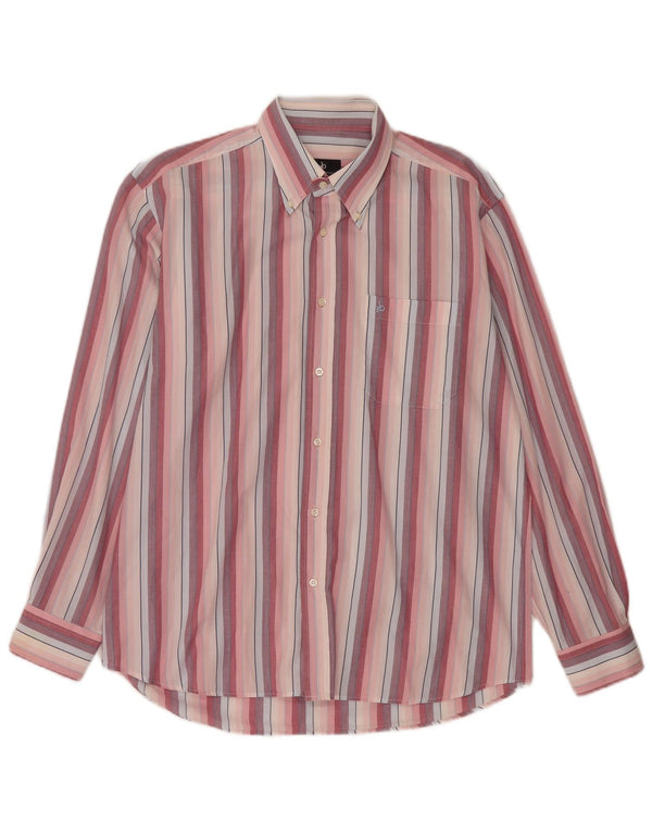 Roccobarocco Chemise Homme Taille 41 16 Grand Coton Rayé Rose