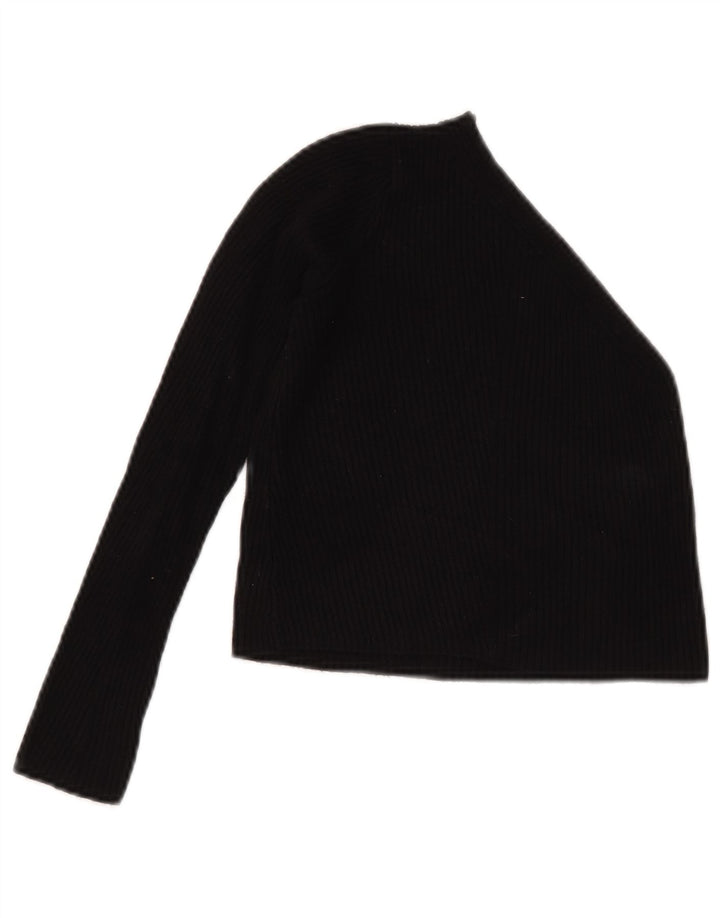 Zara Femme Crop One Épaule Top UK 8 Small Noir Viscose
