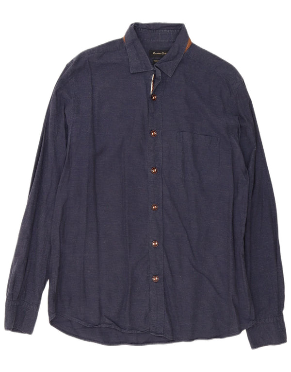 Massimo Dutti Chemise Homme Large Bleu Marine