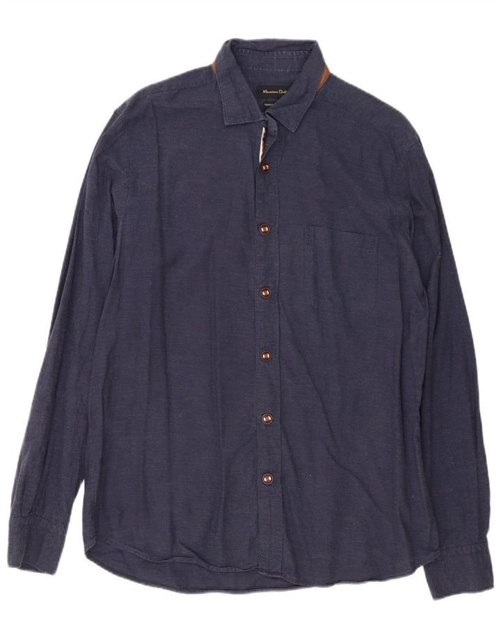 Massimo Dutti Chemise Homme Large Bleu Marine