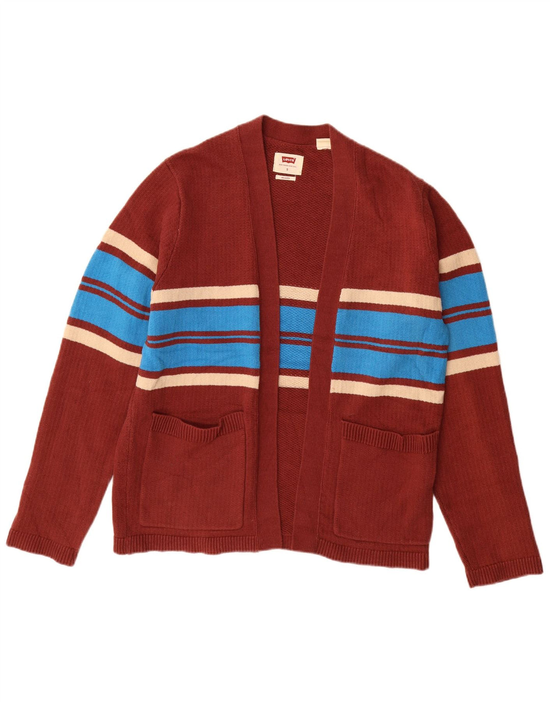 LEVI'S Cardigan surdimensionné pour homme, coupe décontractée, petit, rayé marron