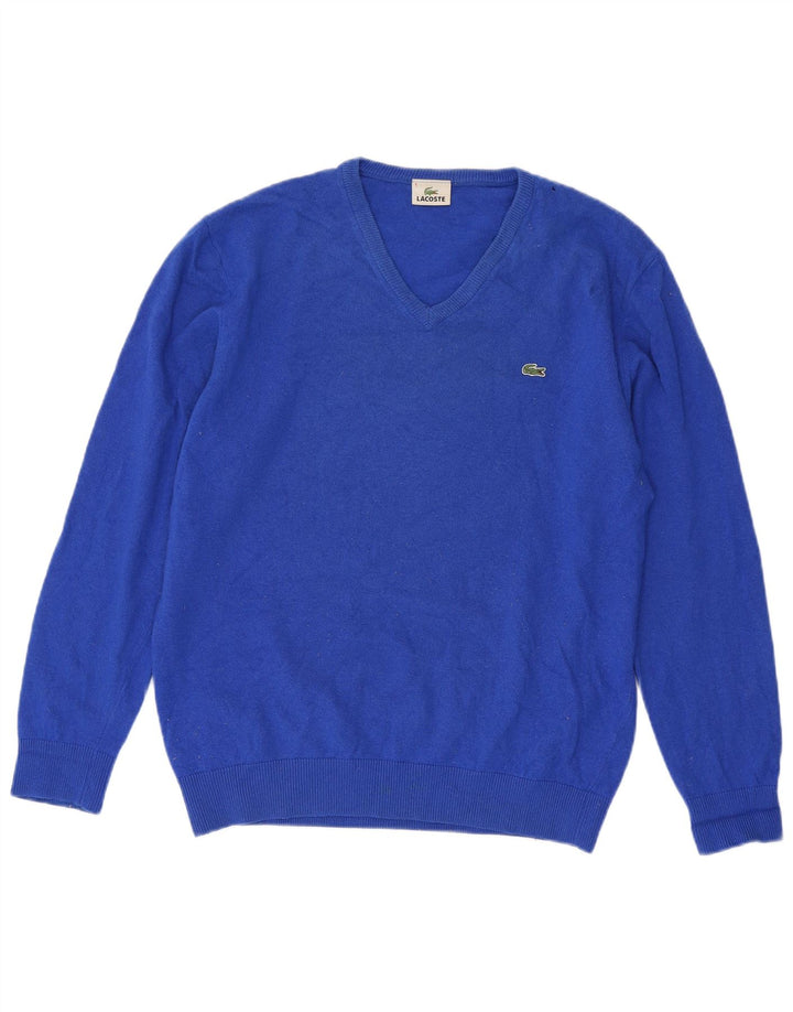 Lacoste Pull col V pour homme Taille 6 XL Laine vierge bleue