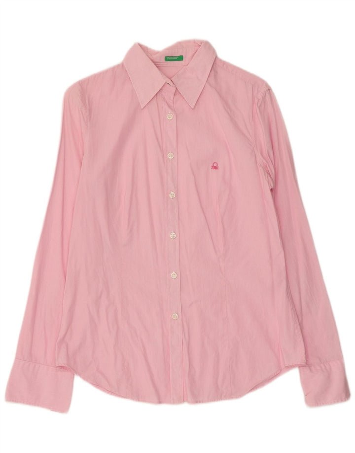 Benetton Chemise Femme UK 12 Rayure Rose Moyenne