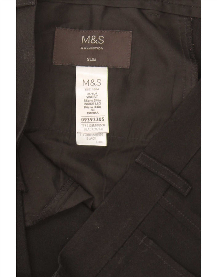 Marks & Spencer Pantalon Chino Slim Homme W34 L33 Noir Polyester
